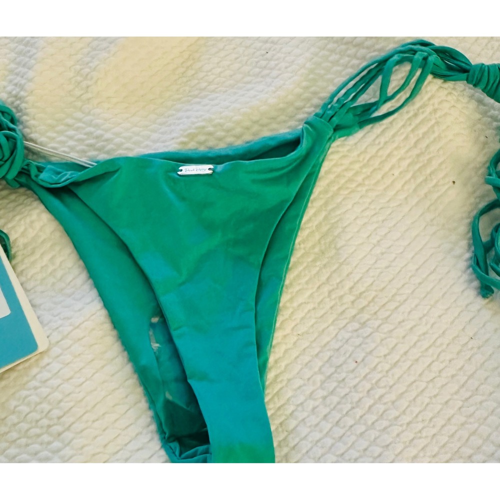 Beach Bunny Swimwear Bikini Bottom‎ Green Tie Side String XL NWT runs smaller
